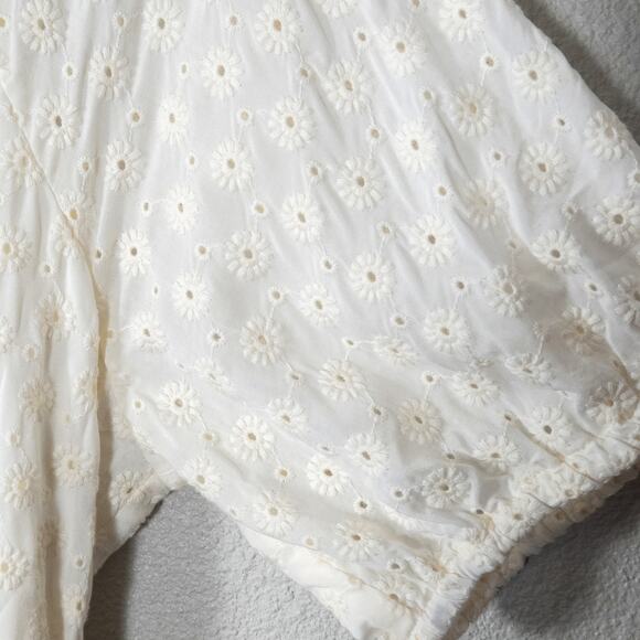 Madewell Embroidered Short Sleeve Dress Ivory Size 8 Cottagecore Romantic - Picture 8 of 12